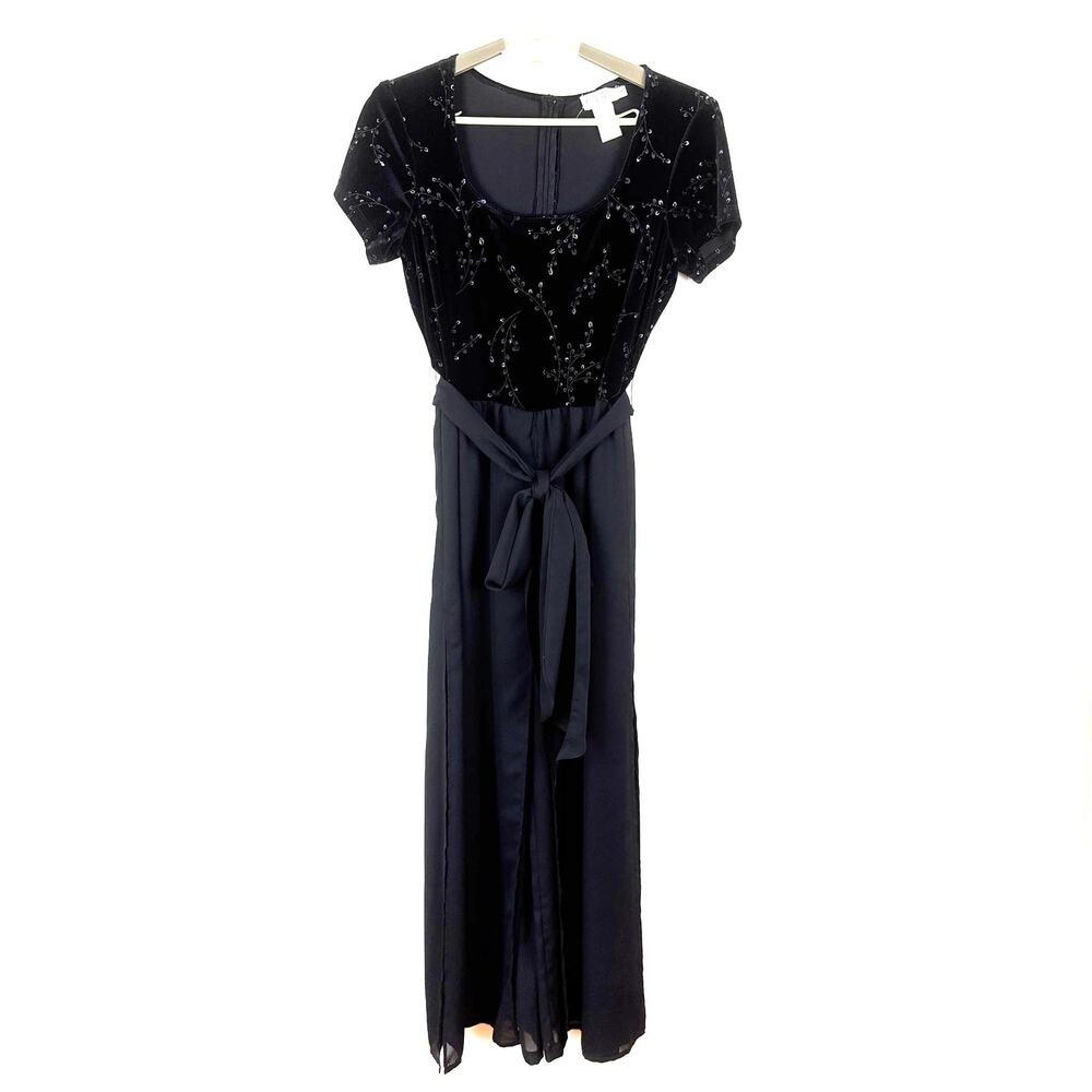 Vintage CDC Black Velvet Jumpsuit 4 Whimsigoth Dark Romantic 90s Y2K fairy